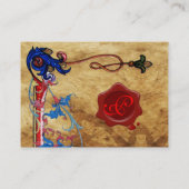 ANTIEK FLORENTINE PARCHMENT RED WAX SEAL MONOGRAM VISITEKAARTJE (Achterkant)