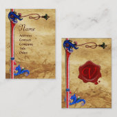 ANTIEK FLORENTINE PARCHMENT RED WAX SEAL MONOGRAM VISITEKAARTJE (Voorkant / Achterkant)