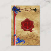 ANTIEK FLORENTINE PARCHMENT RED WAX SEAL MONOGRAM VISITEKAARTJE (Achterkant)