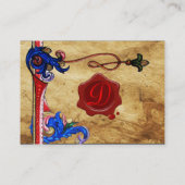 ANTIEK FLORENTINE PARCHMENT RED WAX SEAL MONOGRAM VISITEKAARTJE (Achterkant)