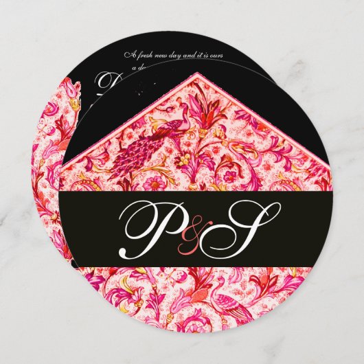 ANTIEK FLORENTINE PINK ZWARTE MONOGRAM KAART (Voorkant / Achterkant)