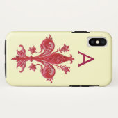 ANTIEK FLORENTINE RED LILY, FLEUR DE LIS, Monogram Case-Mate iPhone Case (Achterkant (horizontaal))