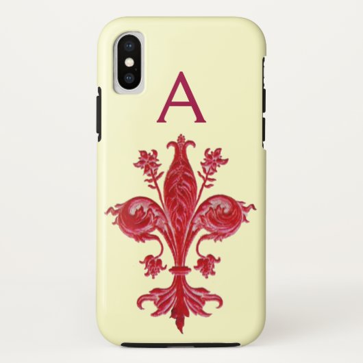 ANTIEK FLORENTINE RED LILY, FLEUR DE LIS, Monogram Case-Mate iPhone Case (Achterkant)