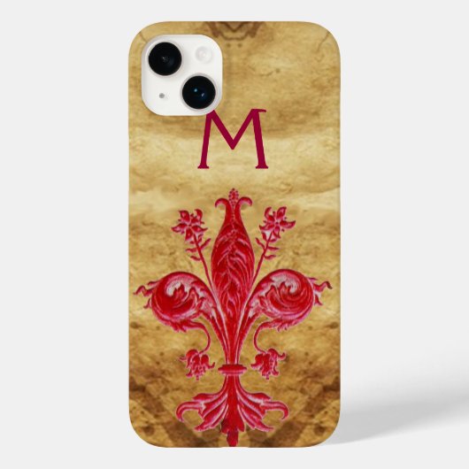 ANTIEK FLORENTINE RED LILY FLEUR DE LIS PARCHMENT Case-Mate iPhone CASE (Achterkant)