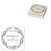 Antiek Flourish Scroll Save the Date Rubberstempel (Gestempeld)