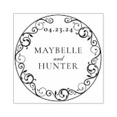 Antiek Flourish Scroll Save the Date Rubberstempel (Afrduk)