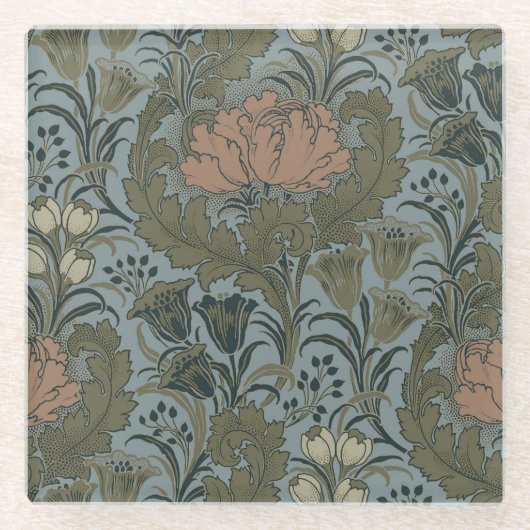 Antiek Flower Morris Garden Floral Wallpaper Glazen Onderzetter (Voorkant)