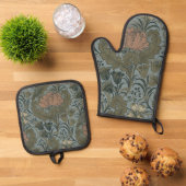 Antiek Flower Morris Garden Floral Wallpaper Ovenwant & Pannenlap Set (Top down)
