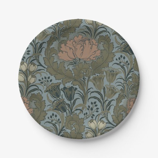 Antiek Flower Morris Garden Floral Wallpaper Papieren Bordje (Voorkant)