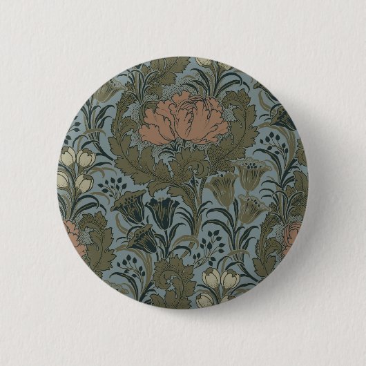 Antiek Flower Morris Garden Floral Wallpaper Ronde Button 5,7 Cm (Voorkant)
