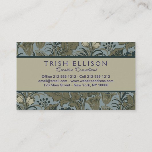 Antiek Flower Morris Garden Floral Wallpaper Visitekaartje (Achterkant)