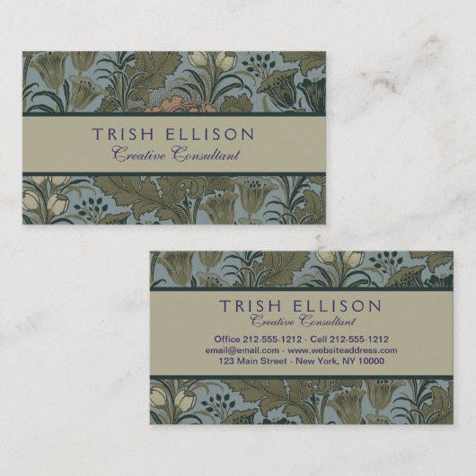 Antiek Flower Morris Garden Floral Wallpaper Visitekaartje (Voorkant / Achterkant)