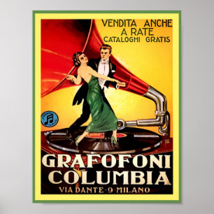 antiek fonografen uit 1920: Columbia Graphophone A Poster