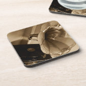 Antiek fonografie Gramophone geeft muziekovers Bier Onderzetter (Linkerzijde)