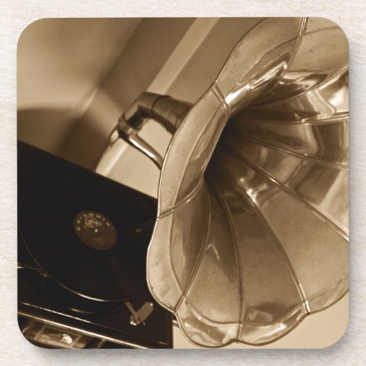 Antiek fonografie Gramophone geeft muziekovers Bier Onderzetter (Voorkant)