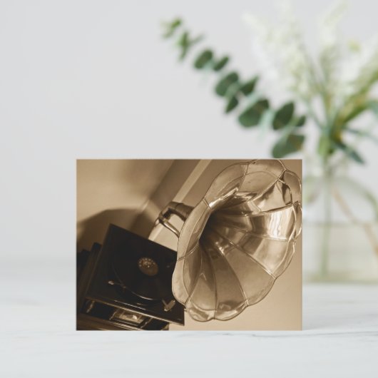 Antiek fonografie Gramophone geeft muziekovers Briefkaart (Staand voorkant)