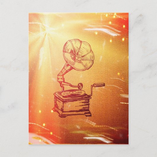 Antiek  fonografie. Retro Old Gramophone Briefkaart (Voorkant)