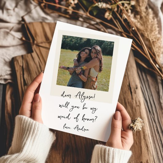 Antiek foto handgeschreven bruidsmeisje voorstel kaart