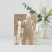 Antiek foto Man met een grote vis Briefkaart (Staand voorkant)