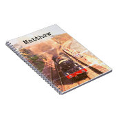 Antiek foto stoomtrein, jouw naam notitieboek (Rechterzijde)