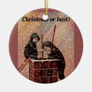 Antiek foto van Kerstmis of buik, Jongen Chimney S Keramisch Ornament