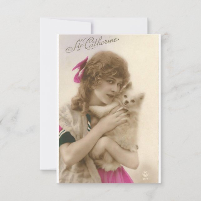 Antiek foto Victoriaans vrouw en hond (Voorkant)