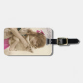 Antiek foto Victoriaans vrouw en hond Bagagelabel (Voorkant horizontaal)