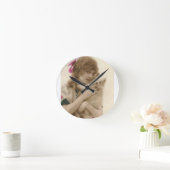 Antiek foto Victoriaans vrouw en hond Ronde Klok (Huis)