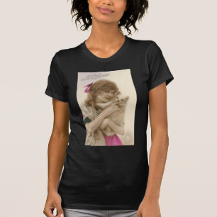 Antiek foto Victoriaans vrouw en hond T-shirt