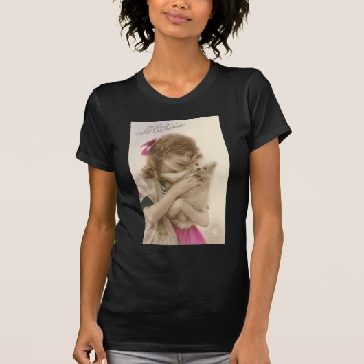 Antiek foto Victoriaans vrouw en hond T-shirt (Voorkant)