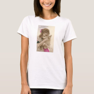 Antiek foto Victoriaans vrouw en hond T-shirt