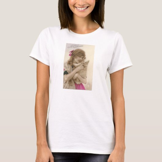 Antiek foto Victoriaans vrouw en hond T-shirt (Voorkant)