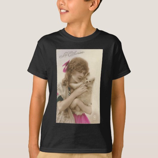 Antiek foto Victoriaans vrouw en hond T-shirt (Voorkant)