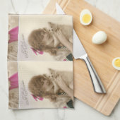 Antiek foto Victoriaans vrouw en hond Theedoek (Quarter Fold)