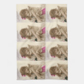 Antiek foto Victoriaans vrouw en hond Theedoek (Verticaal)