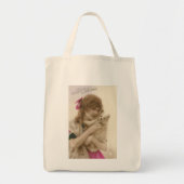 Antiek foto Victoriaans vrouw en hond Tote Bag (Voorkant)