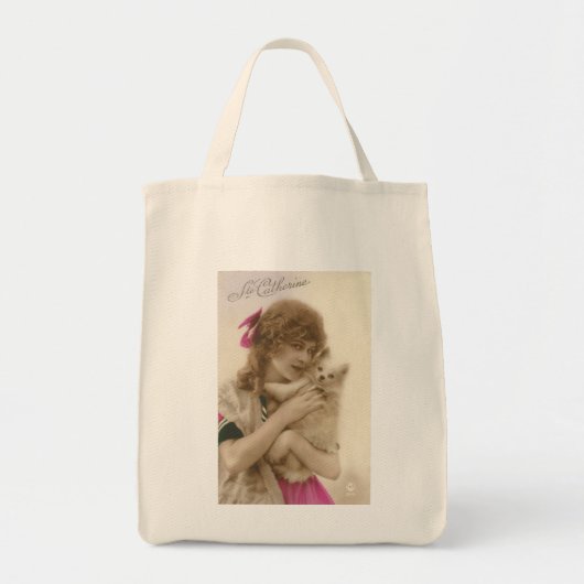 Antiek foto Victoriaans vrouw en hond Tote Bag (Voorkant)