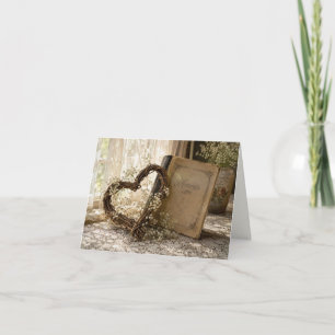 Antiek fotoalbum met wijnstokhart kaart