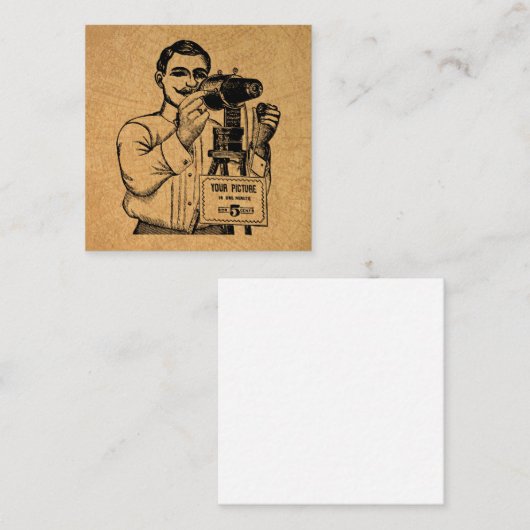 Antiek fotograaf met camera informatiekaartje (Voorkant / Achterkant)
