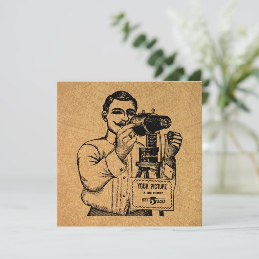 Antiek fotograaf met camera kaart (Staand voorkant)
