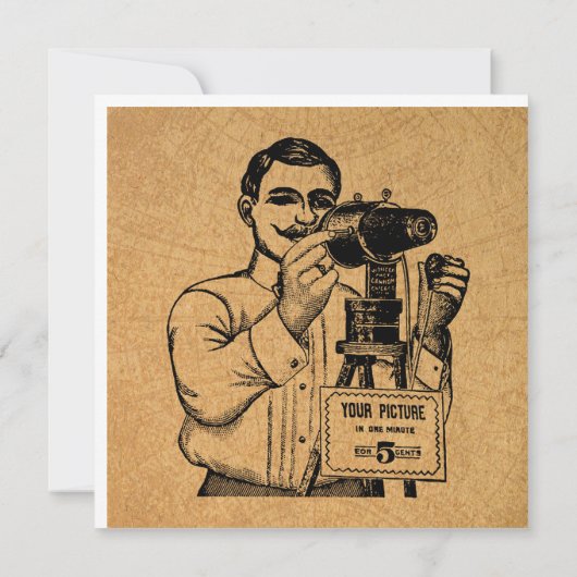 Antiek fotograaf met camera kaart (Achterkant)