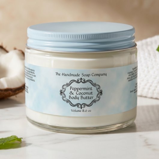 Antiek frame blauw perkament cosmetica pot label waterfles etiket