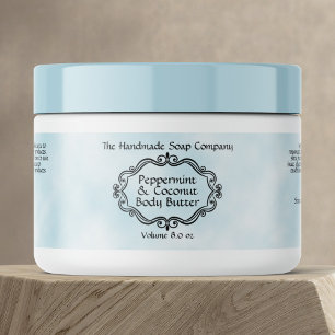 Antiek frame blauw perkament cosmetica pot label waterfles etiket