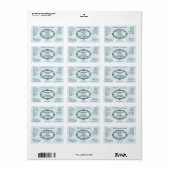Antiek frame blauw perkament druppelfleslabel etiket (Full Sheet)