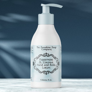 Antiek frame blauwe perkament cosmetica fles rechthoekige sticker