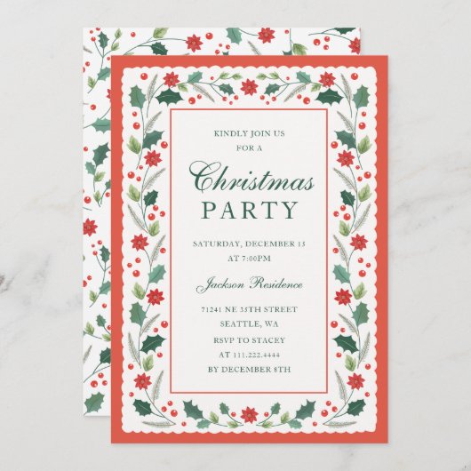 Antiek frame rood feestdagenkaart (Voorkant / Achterkant)