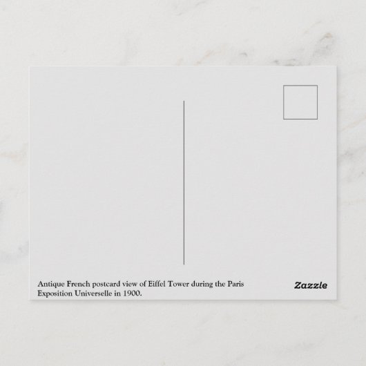 Antiek Frankrijk Eiffeltoren, Paris-Expo 1900 Briefkaart (Achterkant)