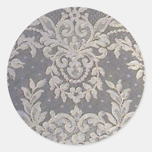 Antiek Frans Alencon Lace Ronde Sticker (Voorkant)