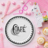 Antiek Frans cafe Typografie Papieren Bordje (Feest)