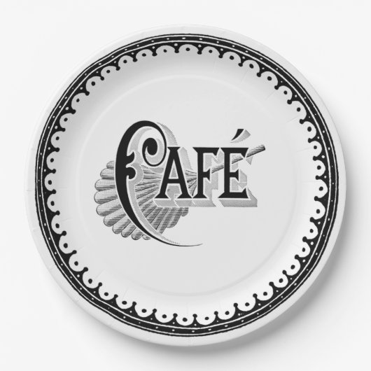 Antiek Frans cafe Typografie Papieren Bordje (Voorkant)